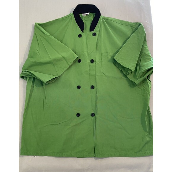 Happy Chef Shirt Men Size 3X Green Short Sleeve Chef Work Shirt Double Breasted - Picture 1 of 8
